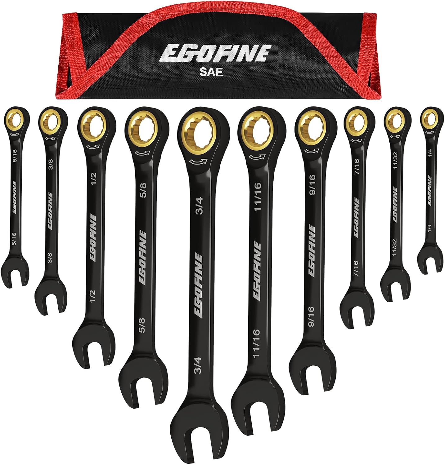 Egofine Ratcheting Wrench Set: 10 Piece SAE Tool for Mechanics