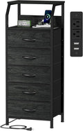 Furnulem 5 Drawers Dresser with Charging Station for Bedroom