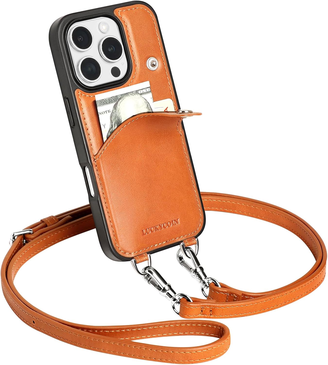 LUCKYCOIN Crossbody Wallet Phone Case for iPhone 16 Pro
