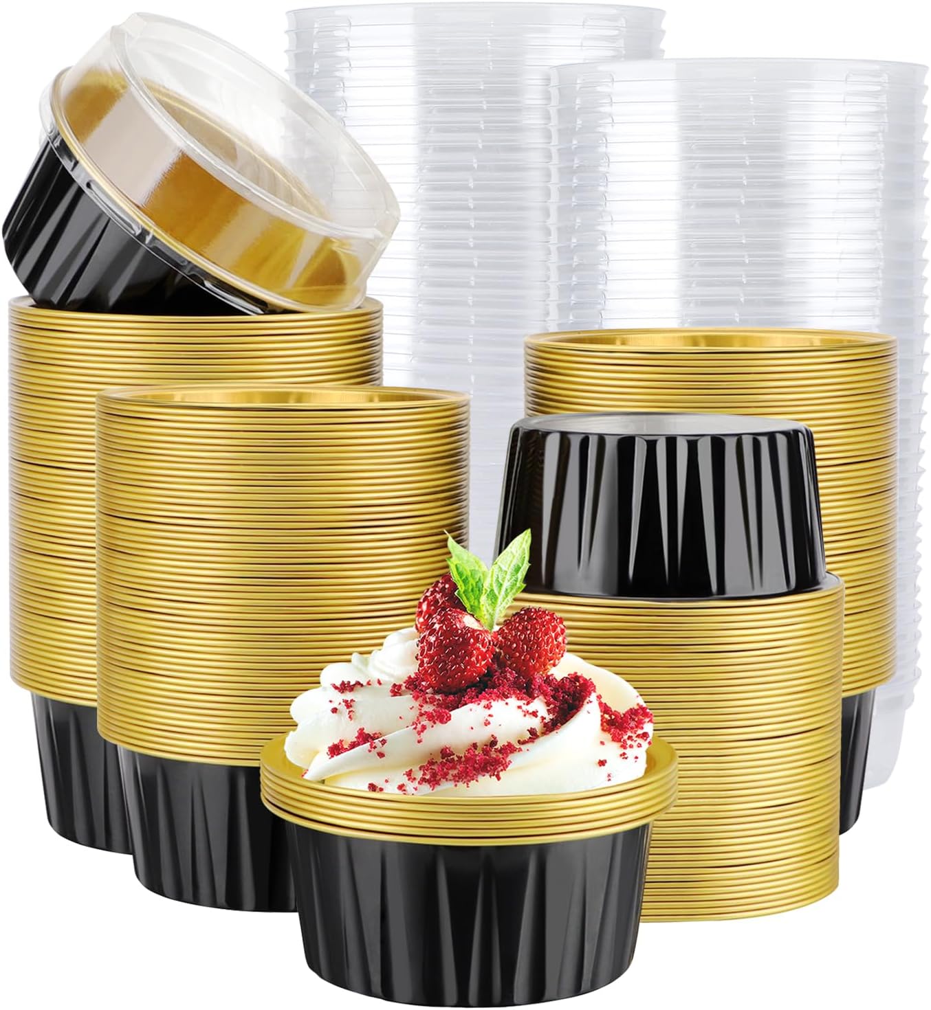 EUSOAR Cupcake Liners - 200pcs 5oz Muffin Cups with Lids