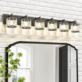 Crystal Vanity Lights for Bathrooms 6 Light Matte Black - Elegant Over