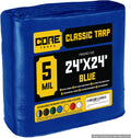 Blue 24 x 24 Poly Tarp 5 Mil Waterproof Cover - Finished Size