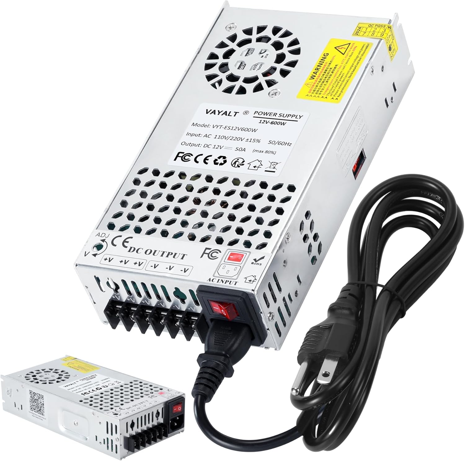 VAYALT DC 12V 50A 600W Switching Power Supply for Multiple Devices