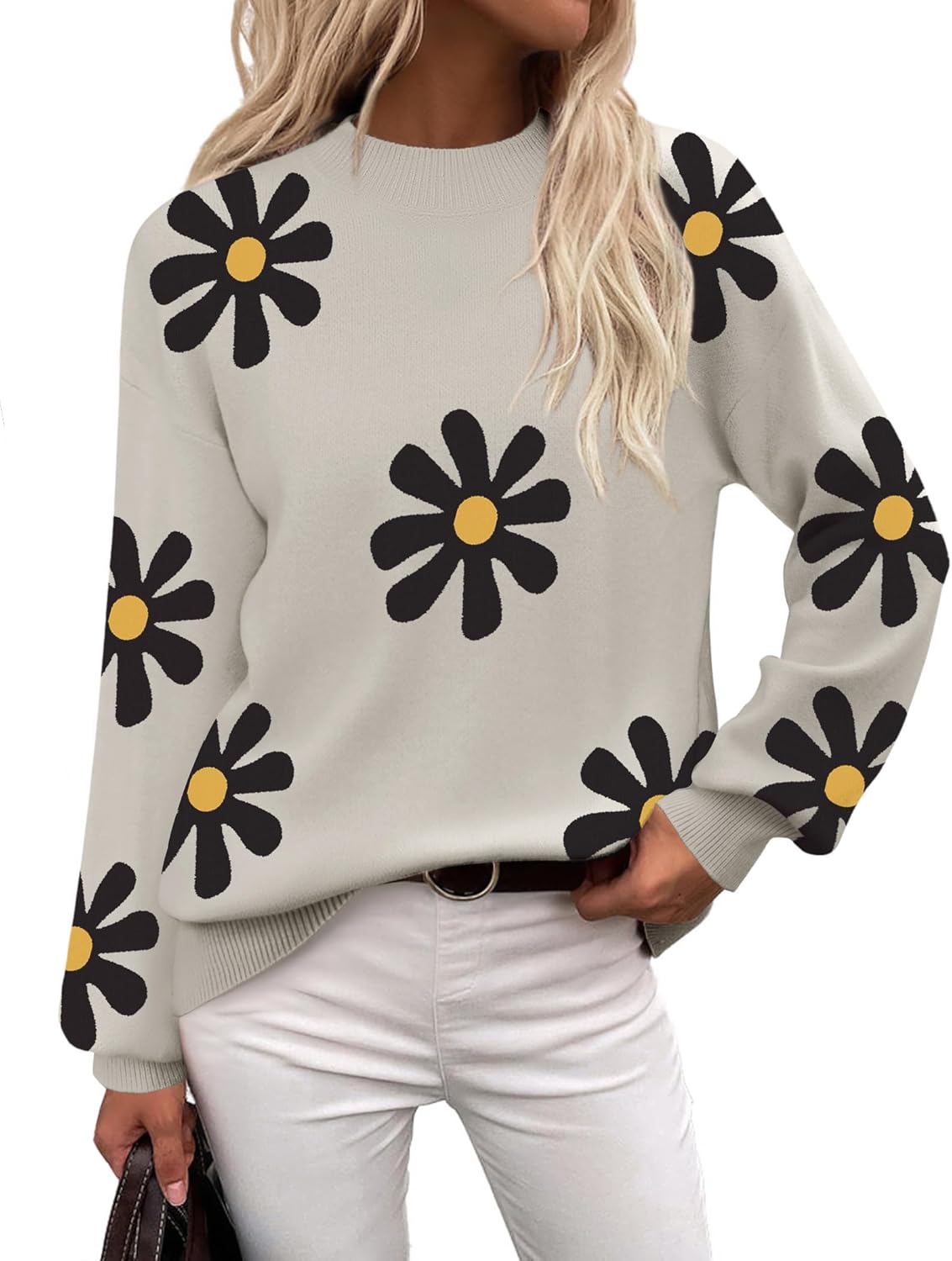 Trendy Long Sleeve Turtleneck Pullover Sweater for Women