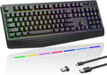 Wireless Gaming Keyboard RGB Backlit Full-Size - Quiet, Rechargeable