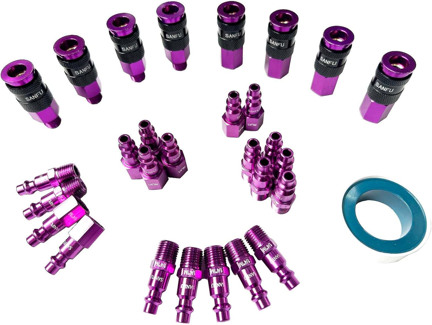 29-Piece Purple Air Hose Fittings Kit by SANFU - Enhance Your Air Compressor Setup!