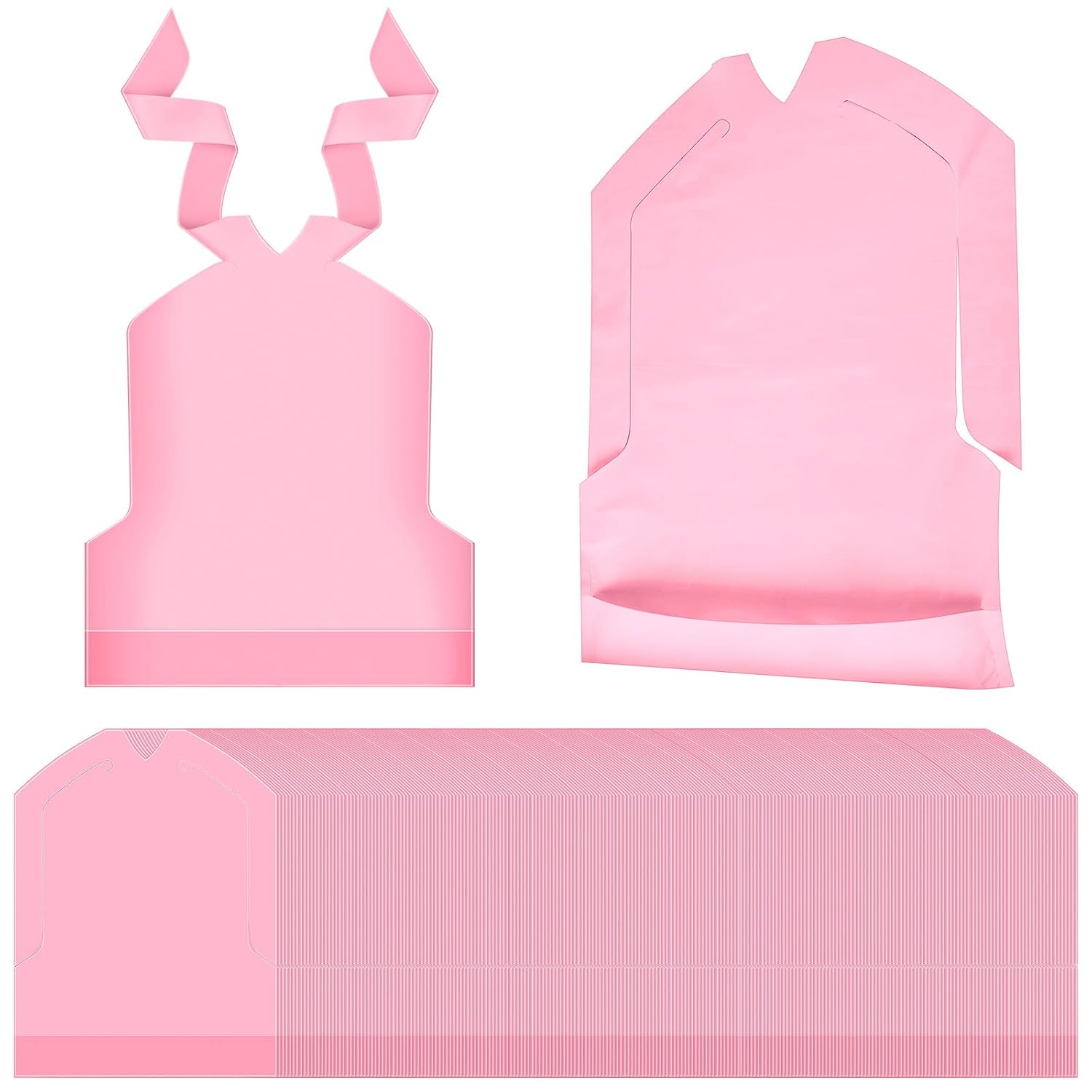500 Pcs Disposable Plastic Bibs for Kids with Crumb Catcher