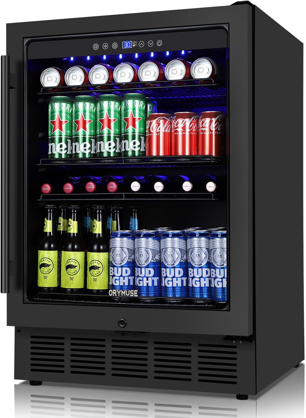 24 Inch Beverage Refrigerator for 180 Cans with Glass Door