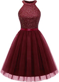 Dressystar Women's Halter Sequin Tulle Cocktail Party Dress Dresses