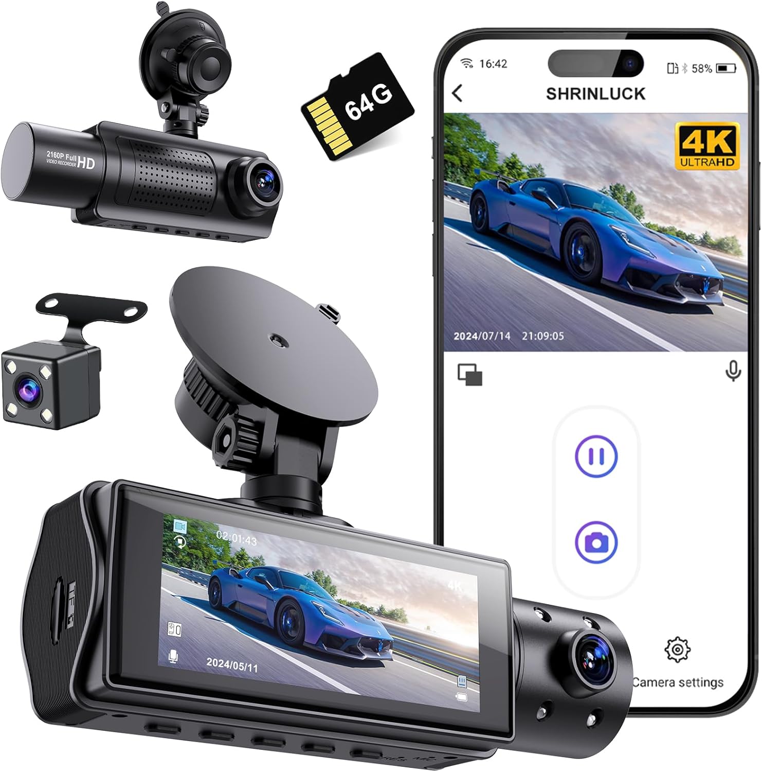 Miden X5 4K WiFi Dash Cam with 3 Channels for Ultimate Safety