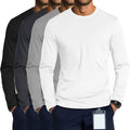 4 Pack Men's Long Sleeve Underscrub Shirts - Stretchy Crewneck Basics