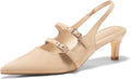 Womens Slingback Kitten Heels Mary Jane Pumps - Patent Leather Shine