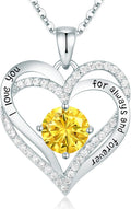 Forever Love Heart Necklace for Women - Sterling Silver Birthstone