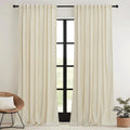RYB HOME 90 inches Beige Velvet Curtains for Elegant Decor