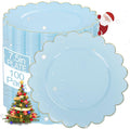 LIYH 100 Pcs Blue Plastic Plates 7.5 in Scalloped Edge - Premium Party