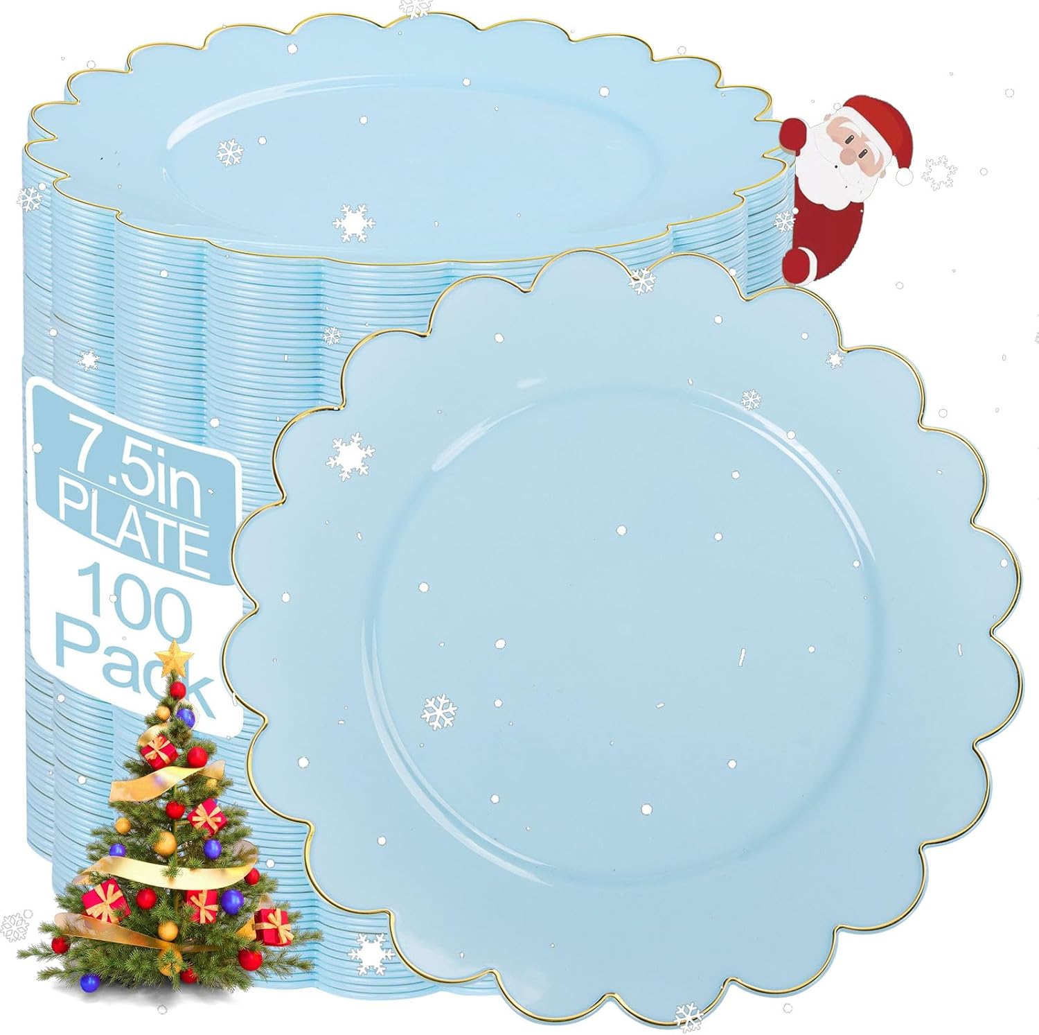 LIYH 100 Pcs Blue Plastic Plates for Parties and Weddings