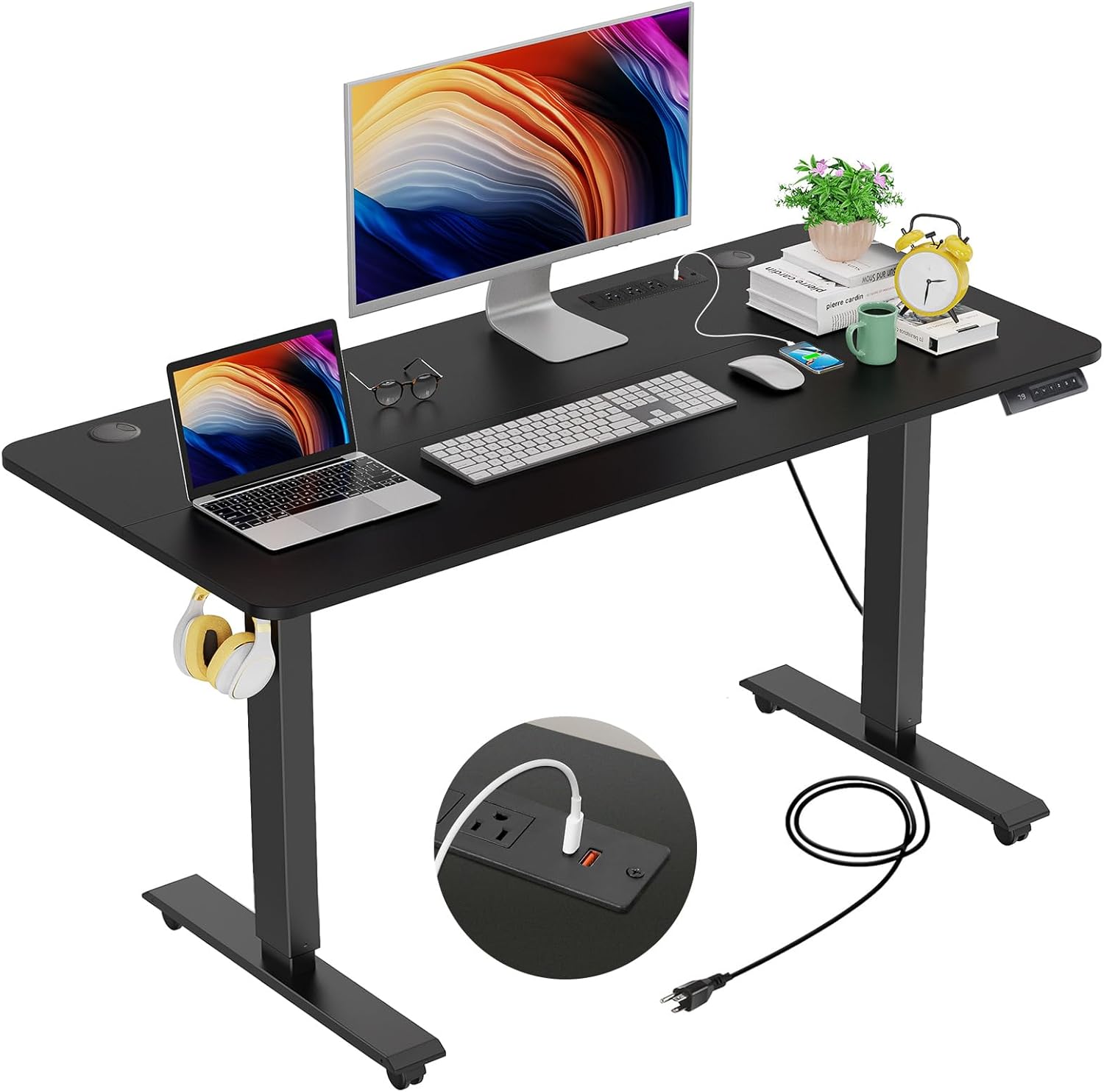 Farexon 48 x 24 inch Adjustable Height Standing Desk with Charging