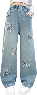 Baggy Jeans for Girls - Wide Leg Denim Pants for Kids 6-14