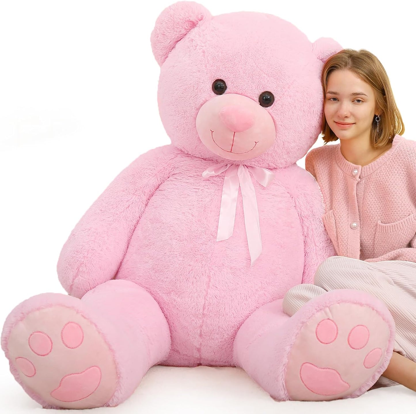 Giant Teddy Bear 5 Feet Tall Pink Plush Stuffed Animal Gift