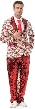Men's Christmas Party Suit with Tie - Funny Novelty Jacket & Trousers