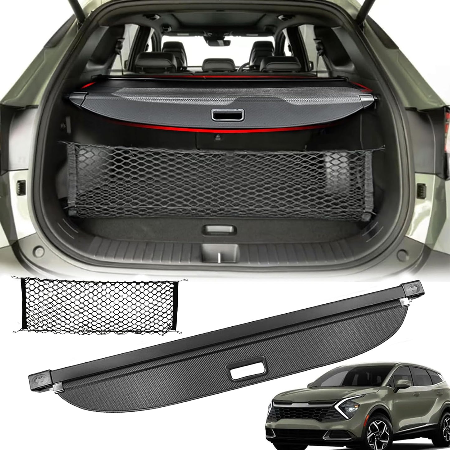 Cargo Cover for Kia Sportage 2023-2026 with Carbon Fiber Texture