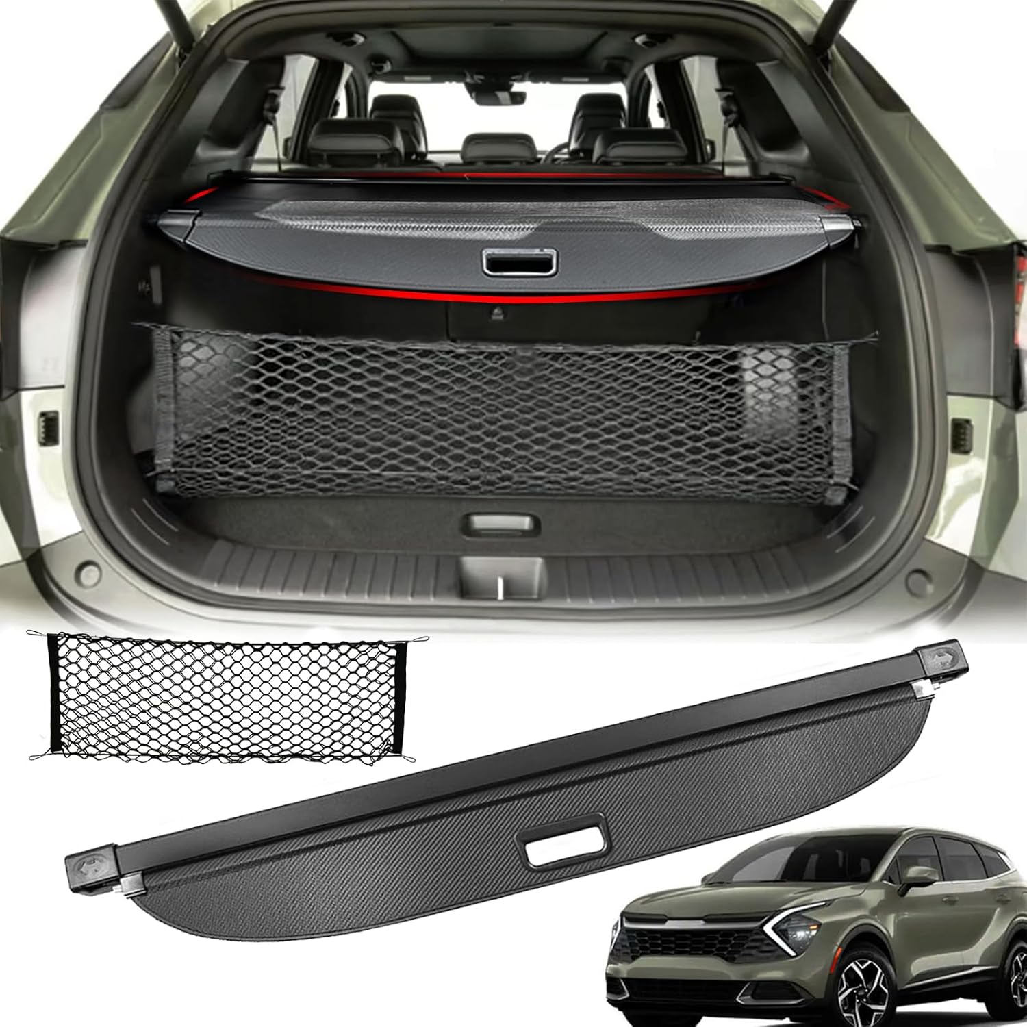 Cargo Cover for Kia Sportage 2023-2026 with Carbon Fiber Texture