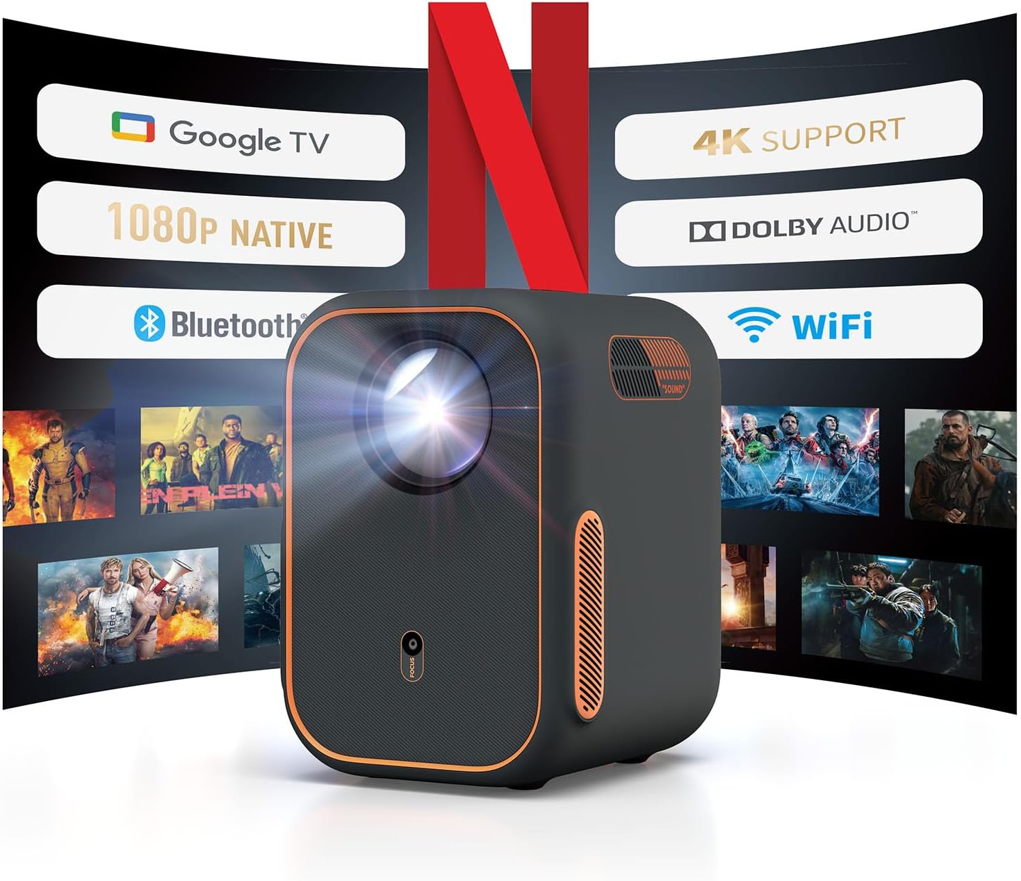 WEMAX Google TV Projector: 4K Support, Wifi, Bluetooth