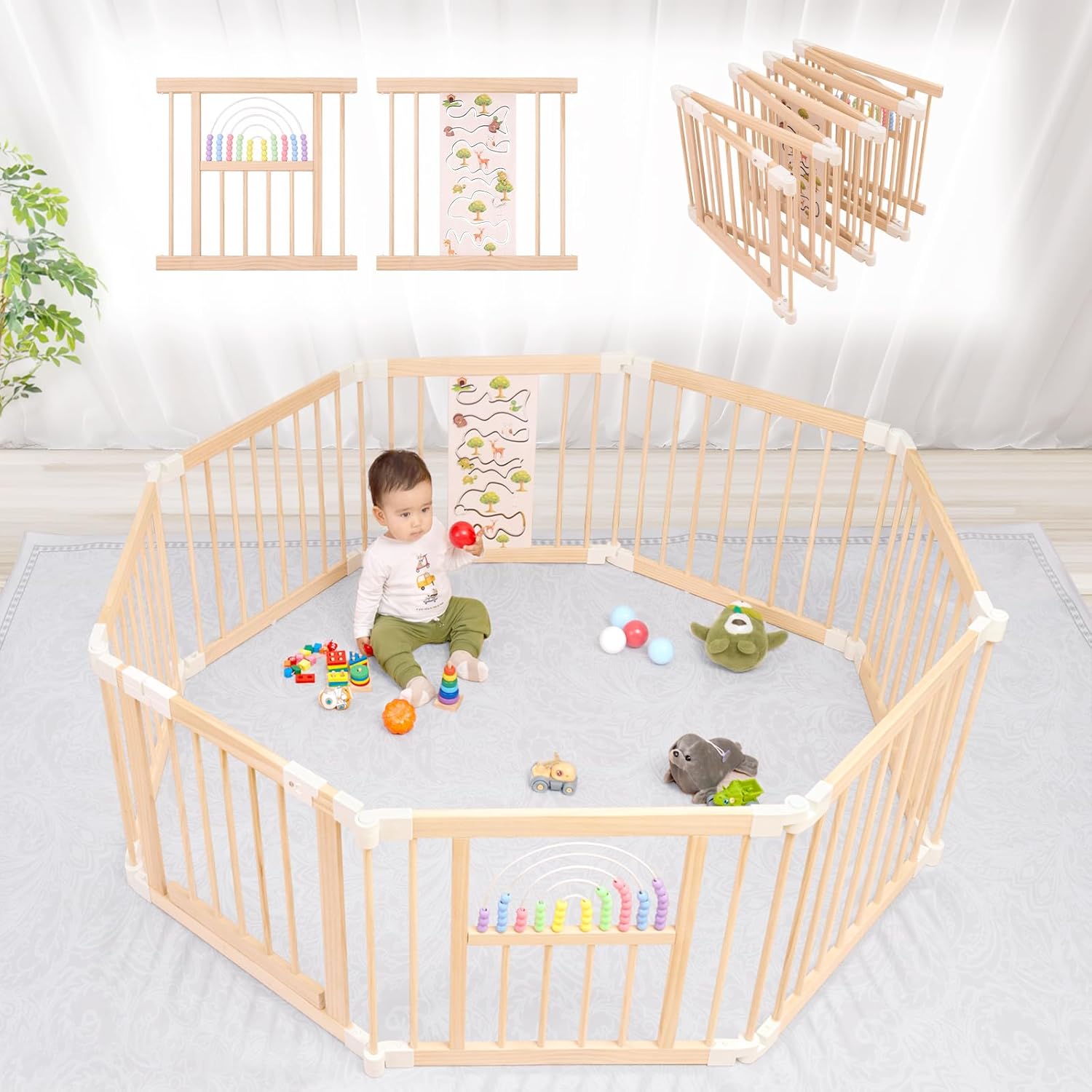 Adjustable Foldable Baby Playpen by Ulnxiy