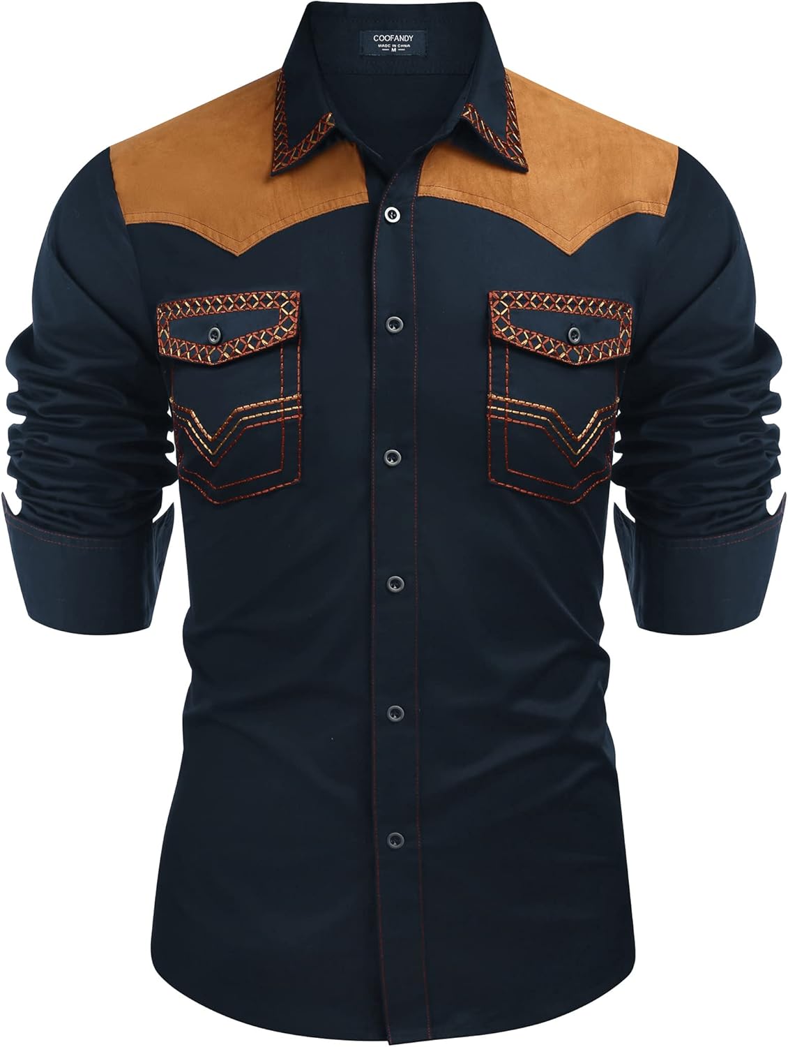 COOFANDY Men's Western Cowboy Shirt for Stylish Casual Wear