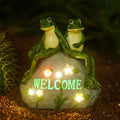 Solar Garden Frog Statue with 7 LED Lights - Charming Outdoor Accent