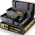 Tool Box Organizer Tray 60 PCS Set - Modular Drawer Trays for Tool