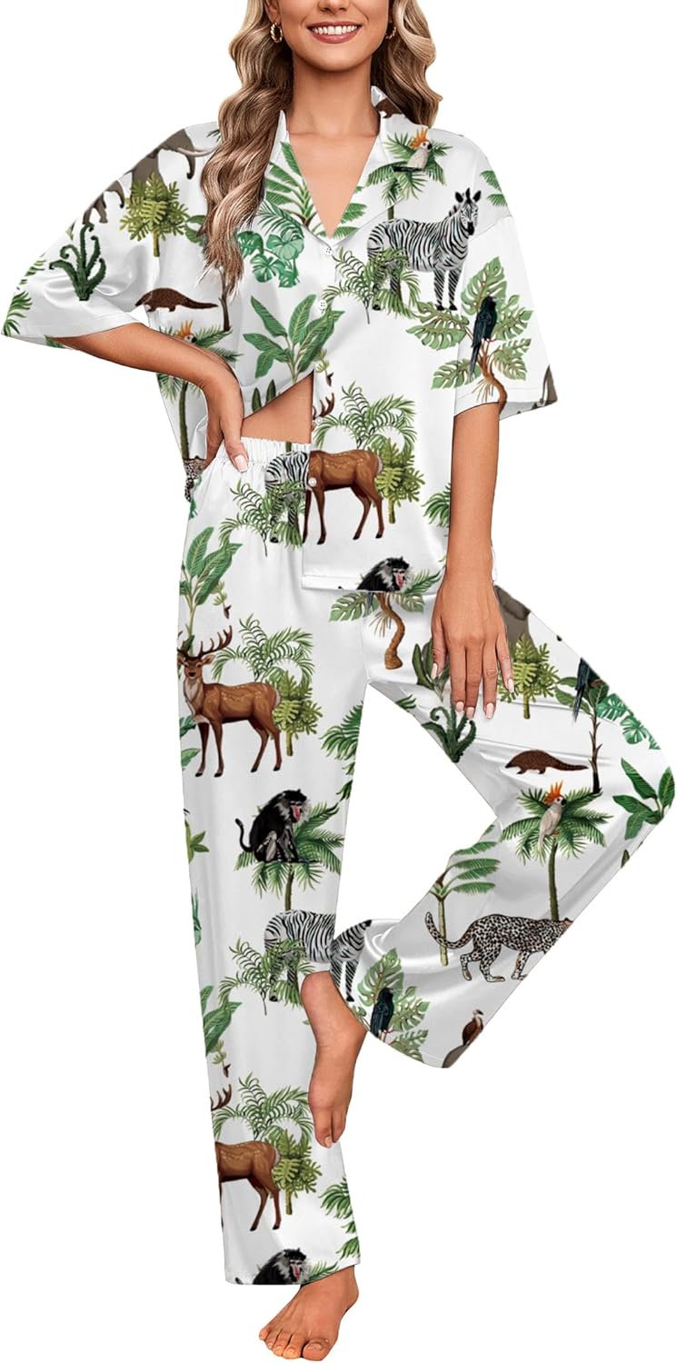 Ekouaer Silk Satin Pajamas Set for Women - Soft Sleepwear