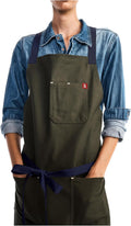Crossback Apron - Crossback Chef Apron with Pockets, Olive Green