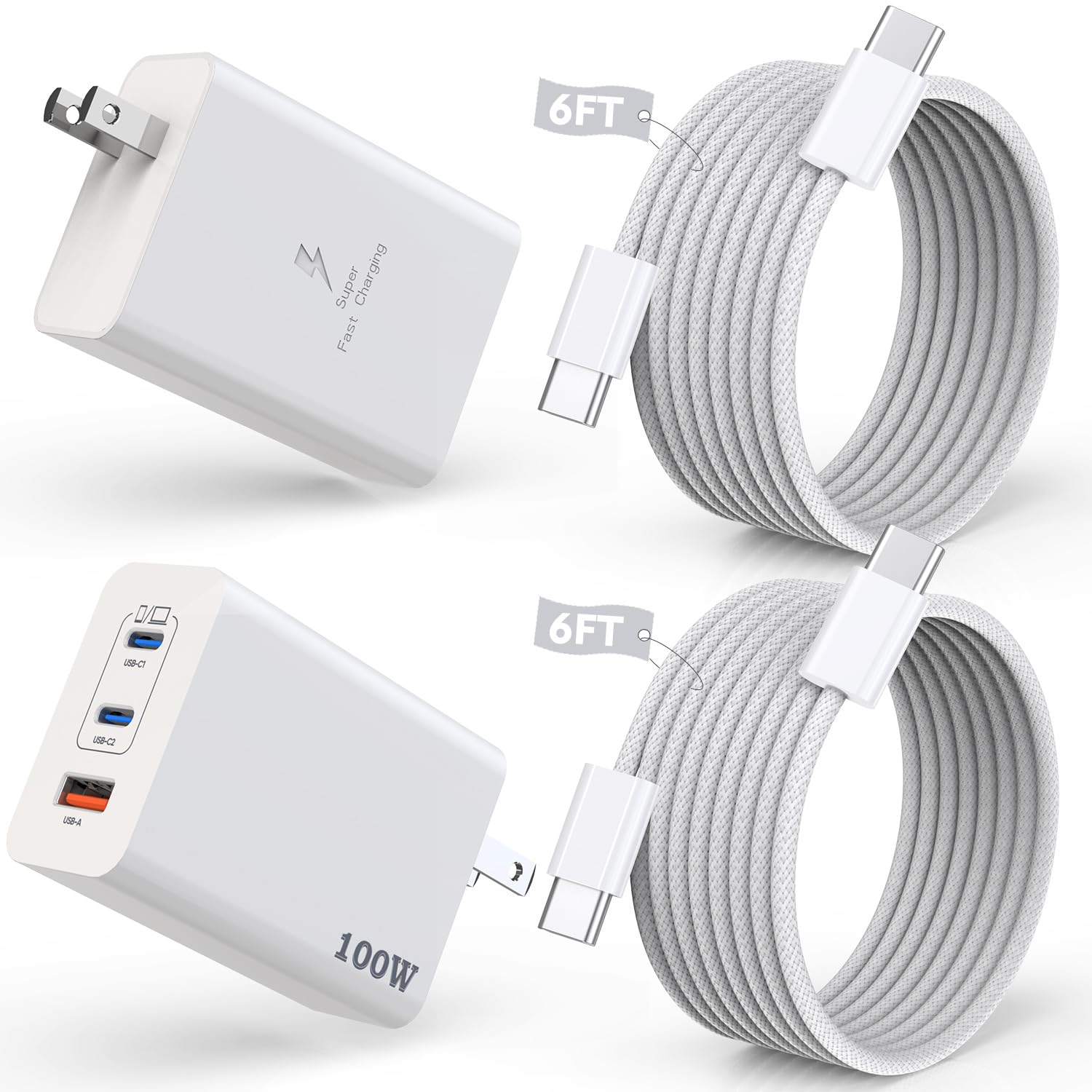 Fast Charge Duo: 2-Pack 100W USB C Charger Set