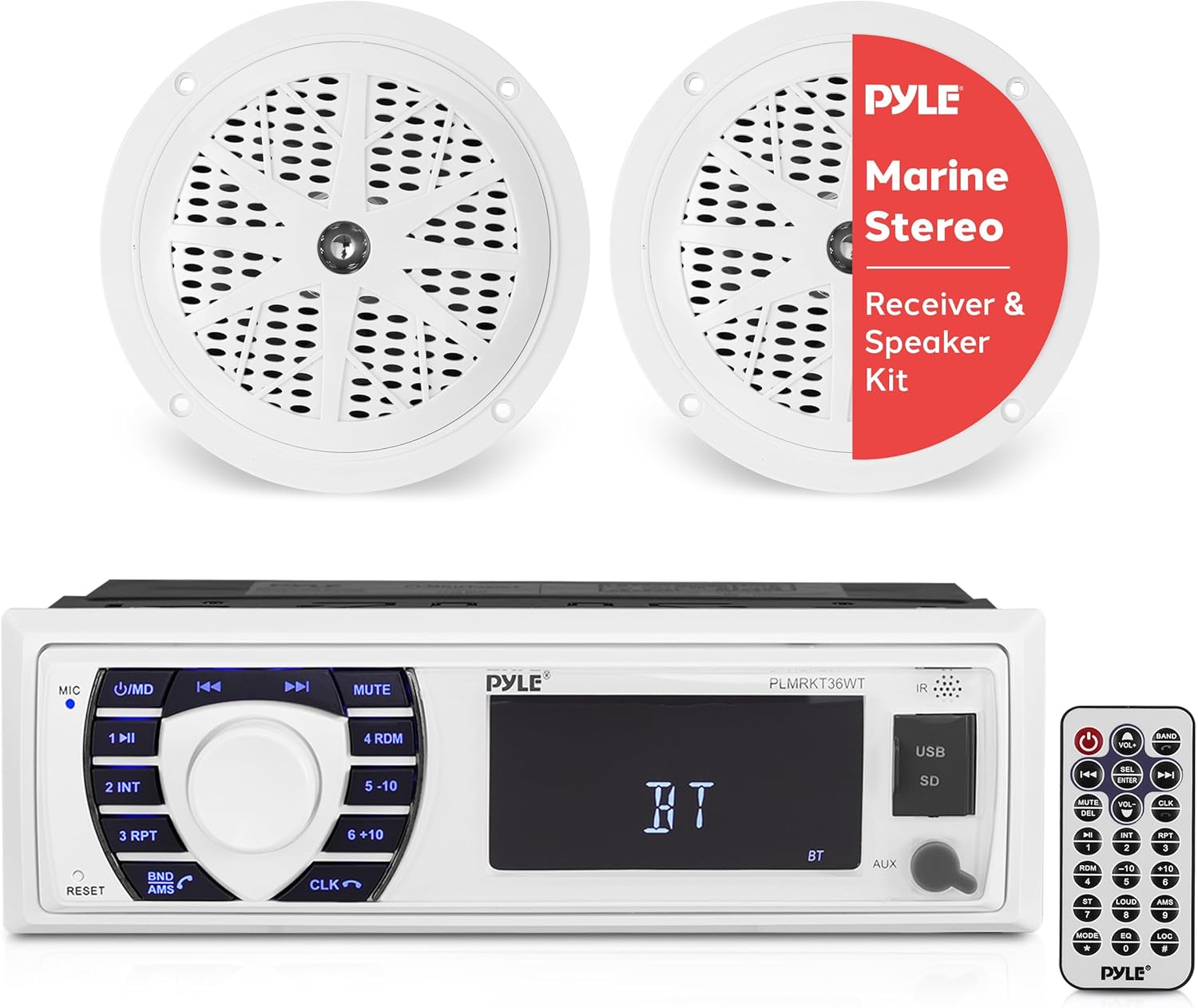Pyle Marine Receiver & Speaker Kit with Bluetooth and USB Readers