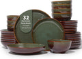32 Piece Double Bowl Dinnerware Set with Pasta Bowls - Service for 8