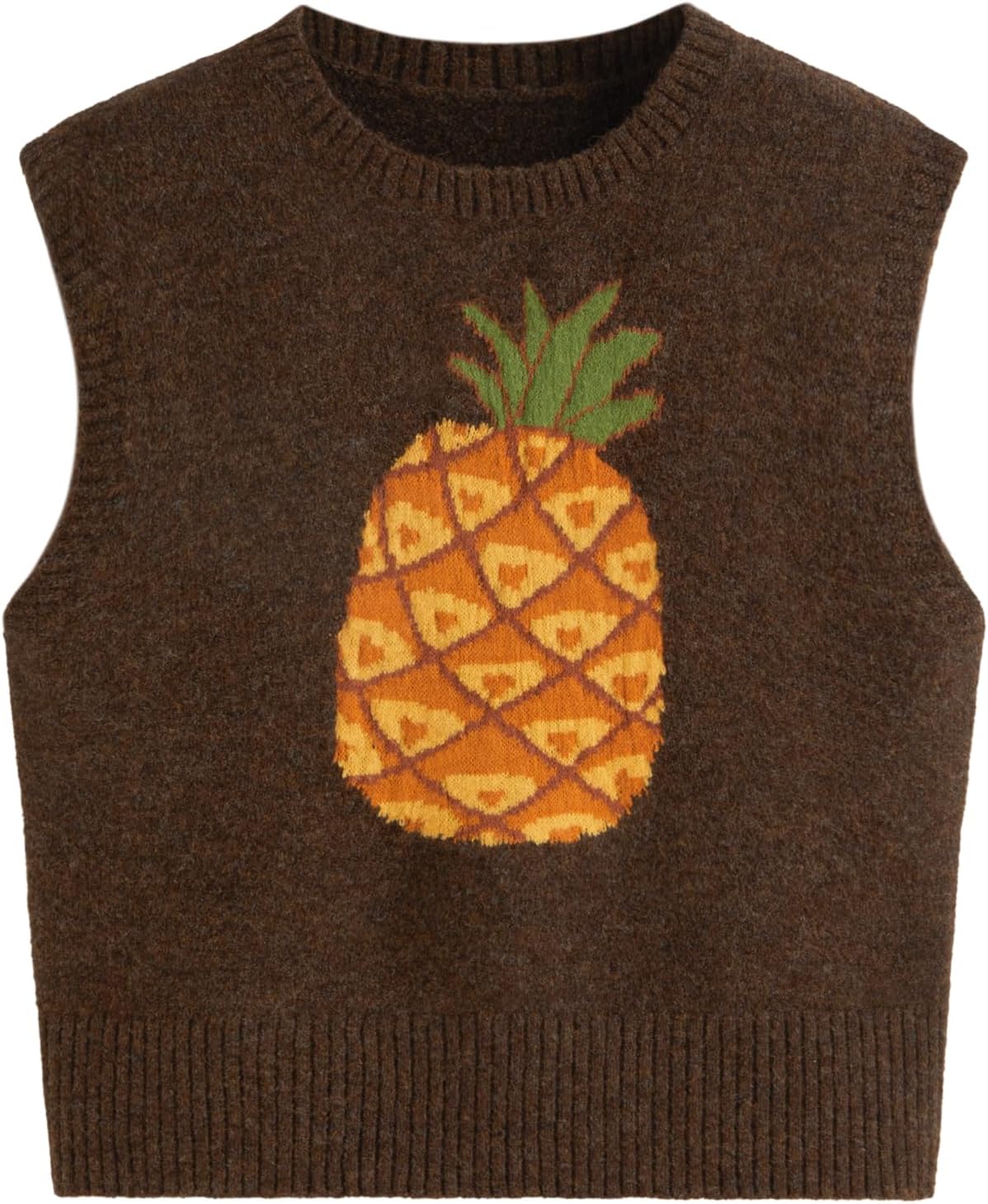 CIDER Womens Sweater Vest Knit Sleeveless Pear Graphic Top