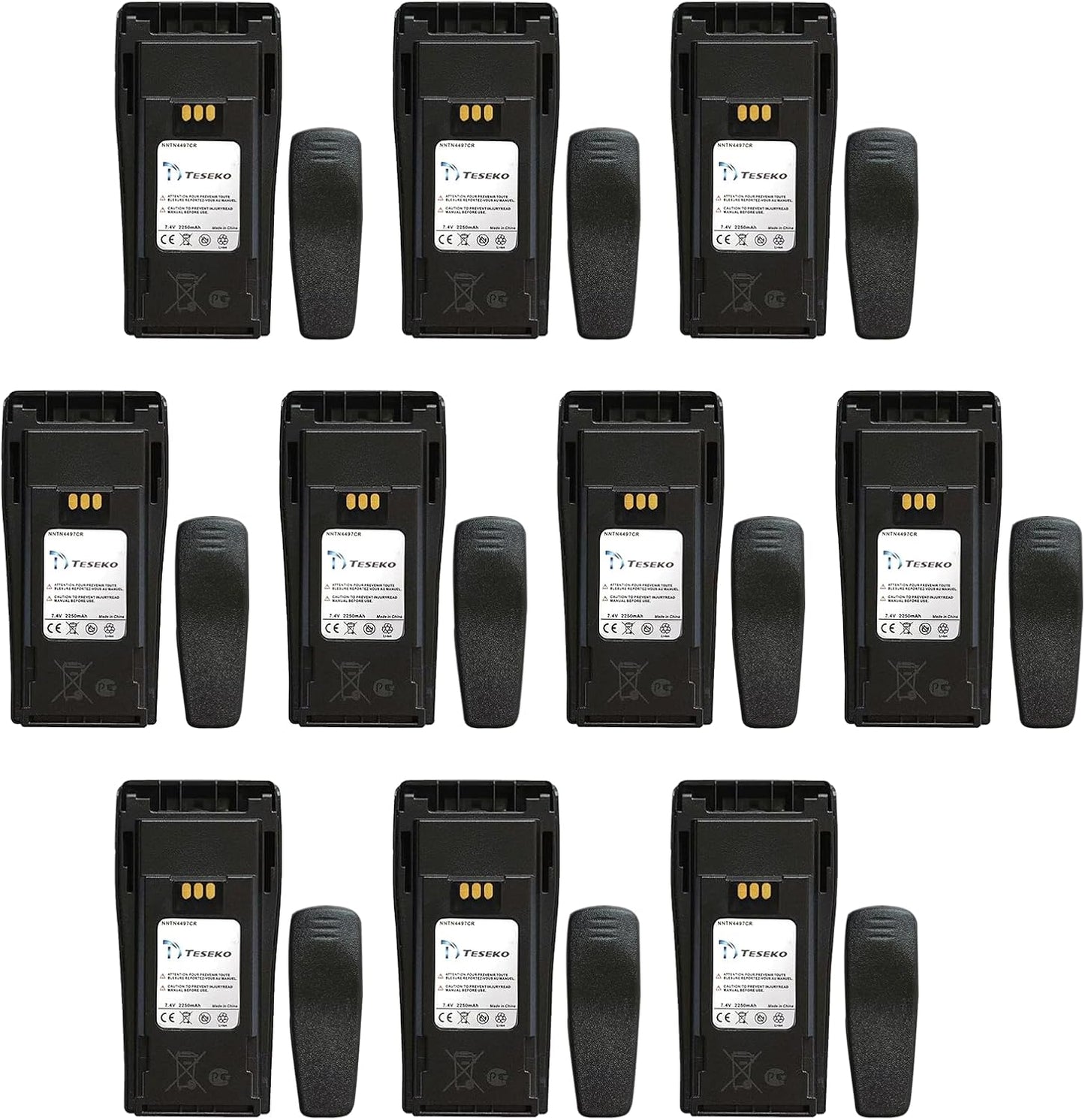 10 Pack 7.4V 2250mAh Li-ion Battery for Motorola Two-Way Radios