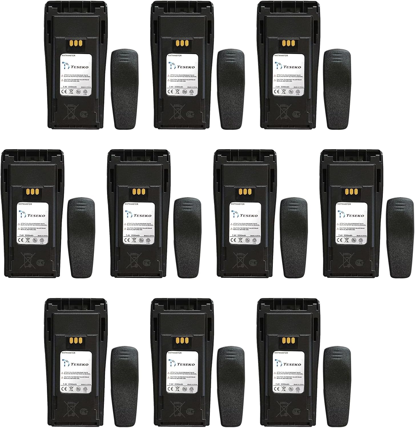 10 Pack 7.4V 2250mAh Li-ion Battery for Motorola Two-Way Radios