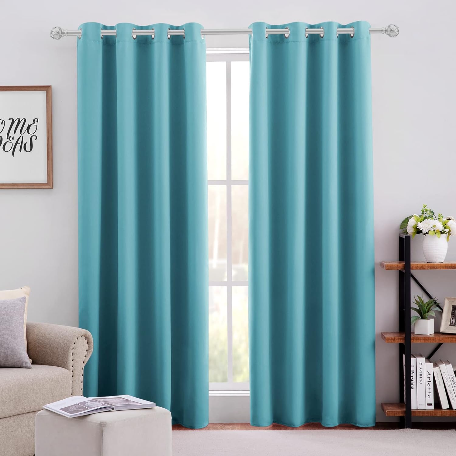 Teal Blue Blackout Curtains for Bedroom - Room Darkening Drapes