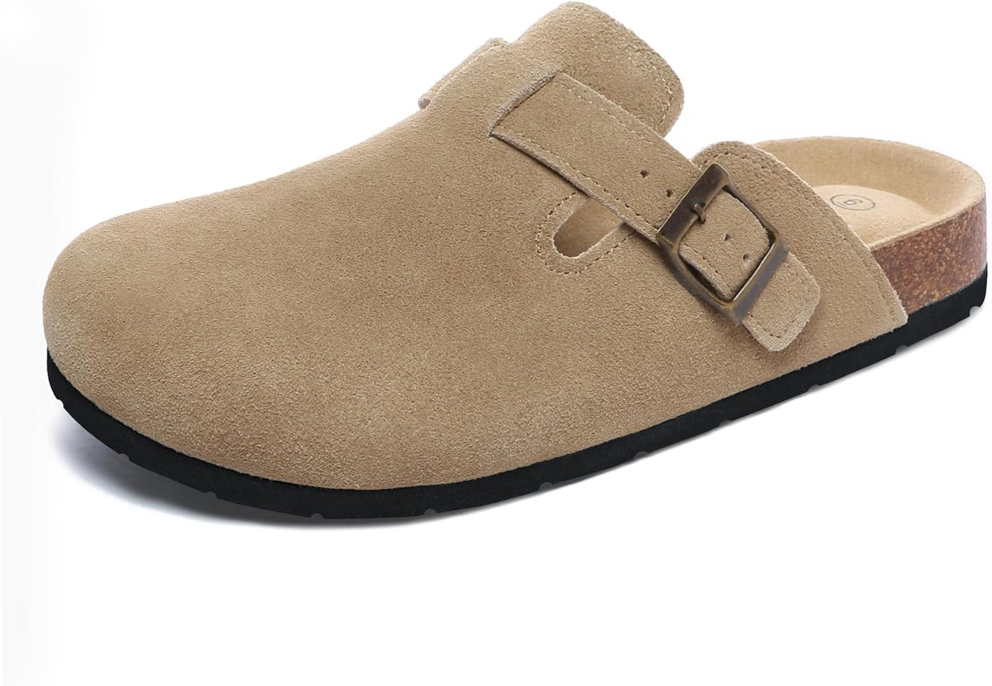 Xiakolaka Women's Suede Clogs with Adjustable Buckle Design