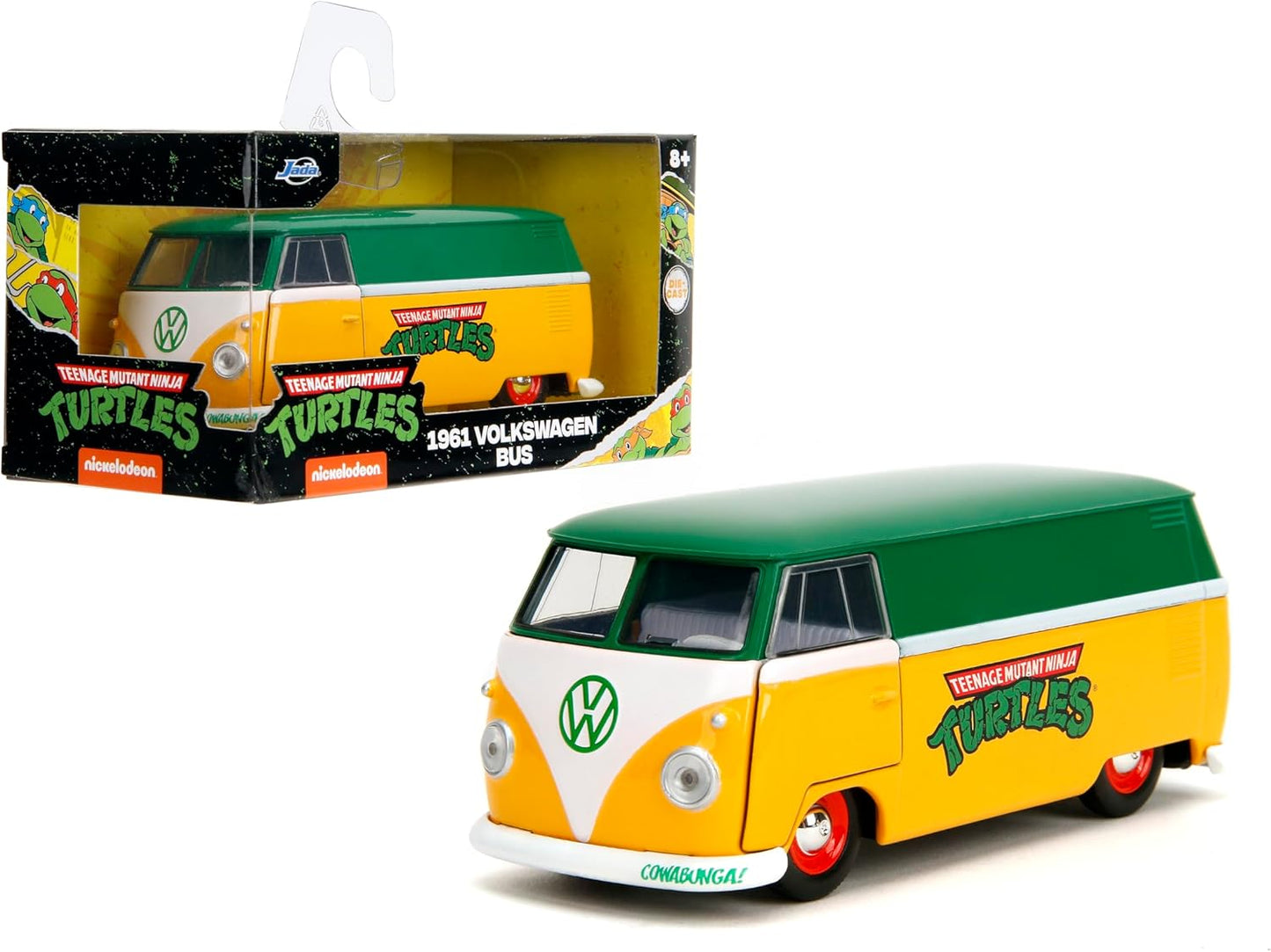 1961 VW Bus Die-Cast Model- Detailed Interior, Opening Doors- 1:32 Scale Collectible- Age 8+- Green & Yellow