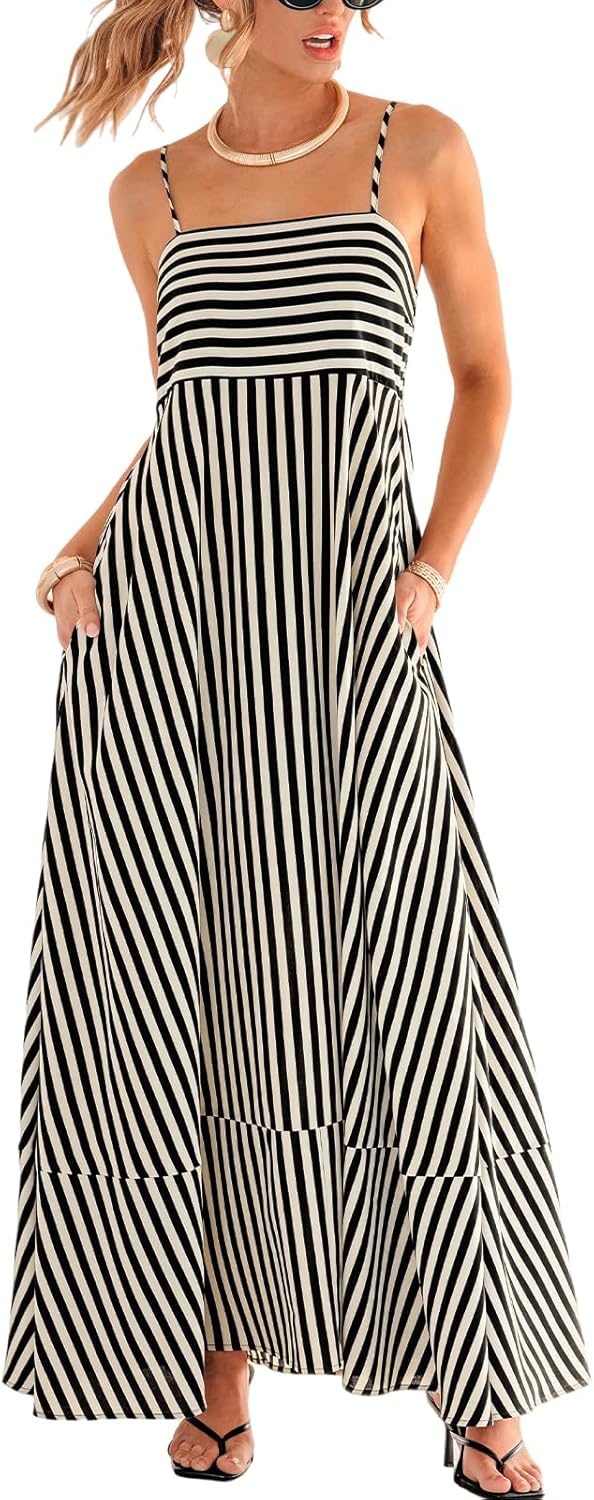 CUPSHE Womens Summer Maxi Dress with Pockets for Beach Wear