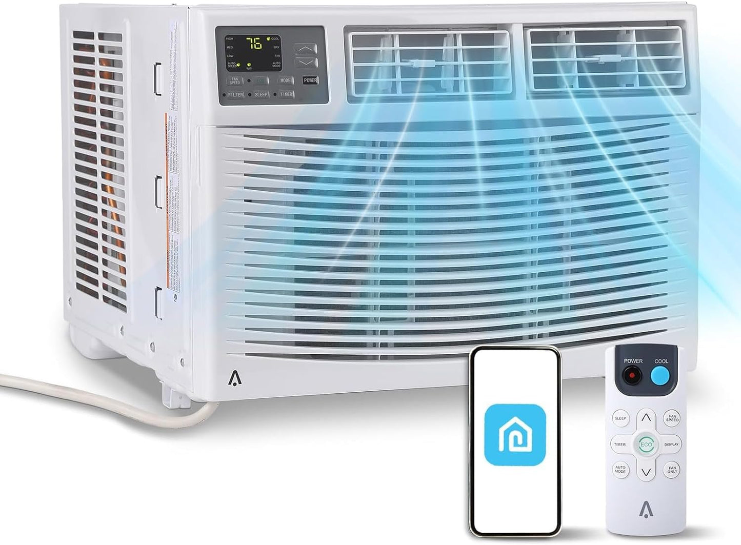 12,000 BTU Fastcooling Window A/C - Wi-Fi Remote Control - Towallmark
