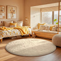 Ophanie Round Rug 4Ft Ivory Circle Area Rug - Soft Shaggy Bedroom