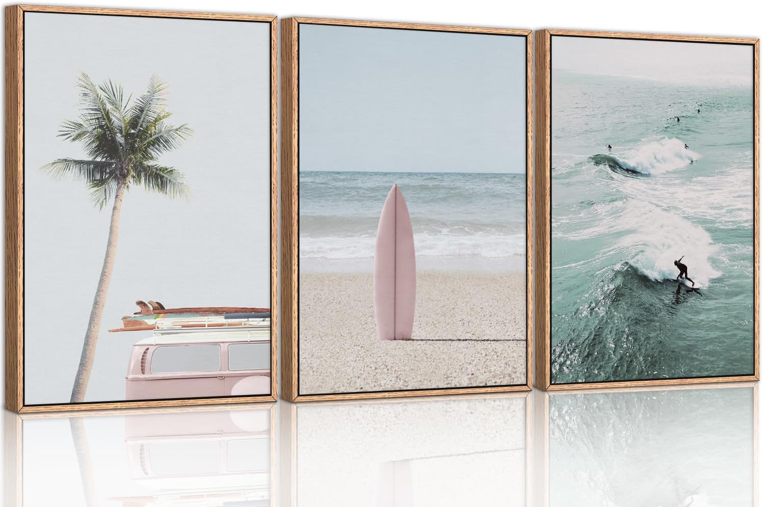 CHDITB Beach Framed Canvas Wall Art Set for Coastal Decor