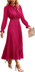 PRETTYGARDEN Women's 2025 Midi Swiss Dot Pleated Dress - Flattering