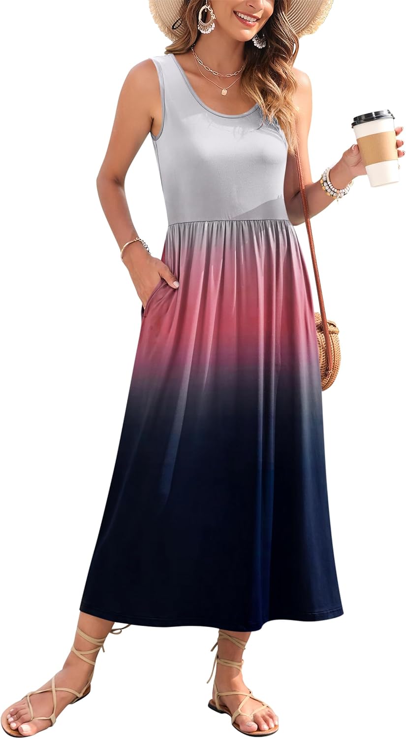 WNEEDU Women's Summer Maxi Dress for Beach Vacation Style