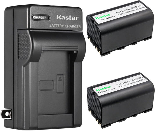 Kastar 2-Pack Battery and AC Wall Charger for Leica Devices