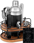 Home Hero Elegant Bartender Kit with Wooden Stand - 10-Piece Bar Set